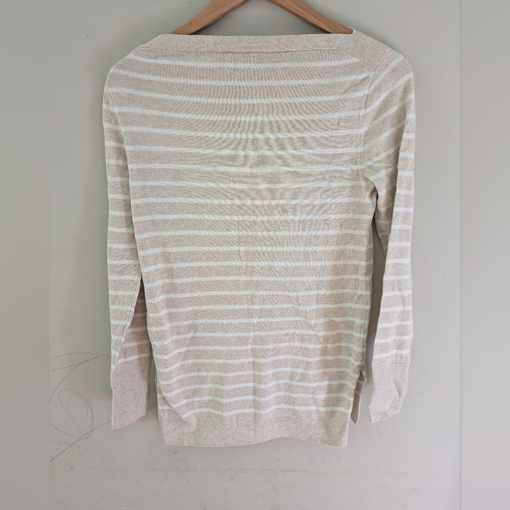 J Crew Cream Stripe Boatneck Sweater Top Size XS